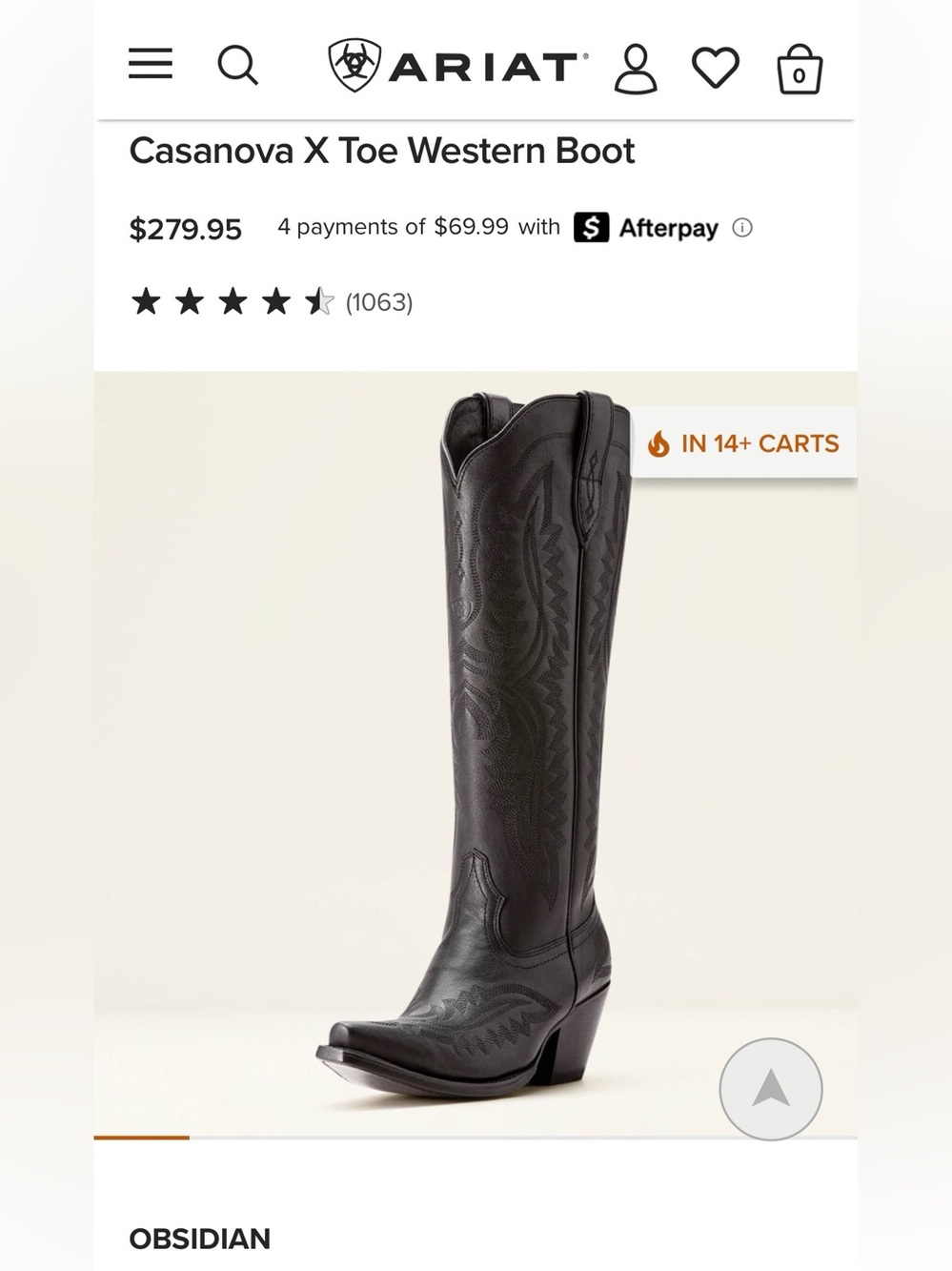 Ariat Casanova X Toe Western Knee-High Boot Size 8 NEW! - Picture 9 of 11